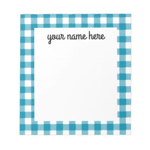 Personalized Blue Vichy Plaid Notepad
