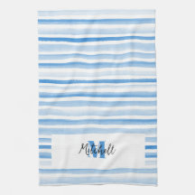 PERSONALIZED BLUE WATERCOLOR Dish Towel