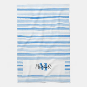 PERSONALIZED BLUE WATERCOLOR Dish Towel