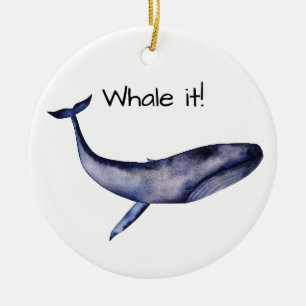 Personalized Blue Whale Ceramic Ornament