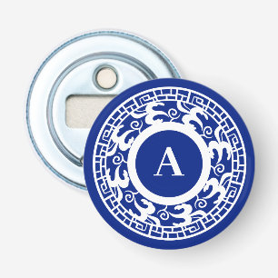 Personalized Blue White Chinoiserie Chic Monogram Bottle Opener