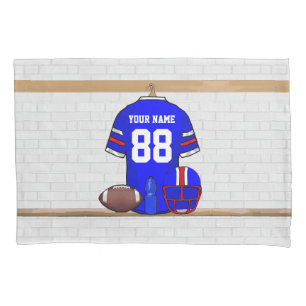 Personalized Blue White Red Football Jersey Pillowcase