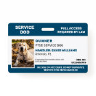 Personalized Blue White Service Dog Photo ID Badge