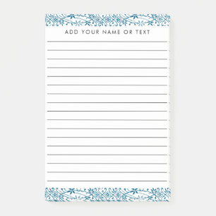 Personalized Blue & White Tile Border Lined Post-it Notes