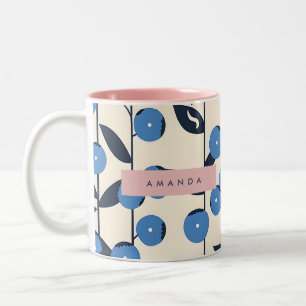 Personalized Blueberry Vine Nature  Two-Tone Coffee Mug
