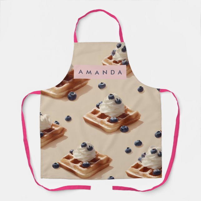Personalized Blueberry Waffle Dessert Pattern Apro Apron (Front)
