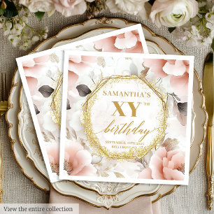 Personalized Blush 80 Birthday Napkins Gold Script