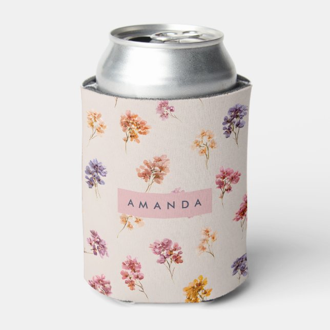 Personalized Blush and Lavender Garden Can Cooler (Can Front)