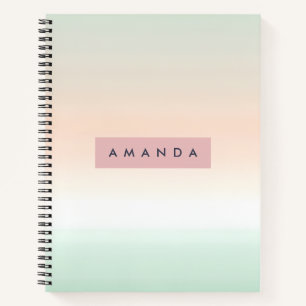 Personalized Blush and Mint Pastel Ombre  Notebook