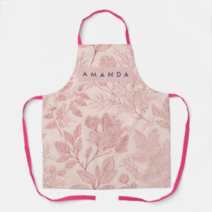 Personalized Blush Botanical Floral Design Apron