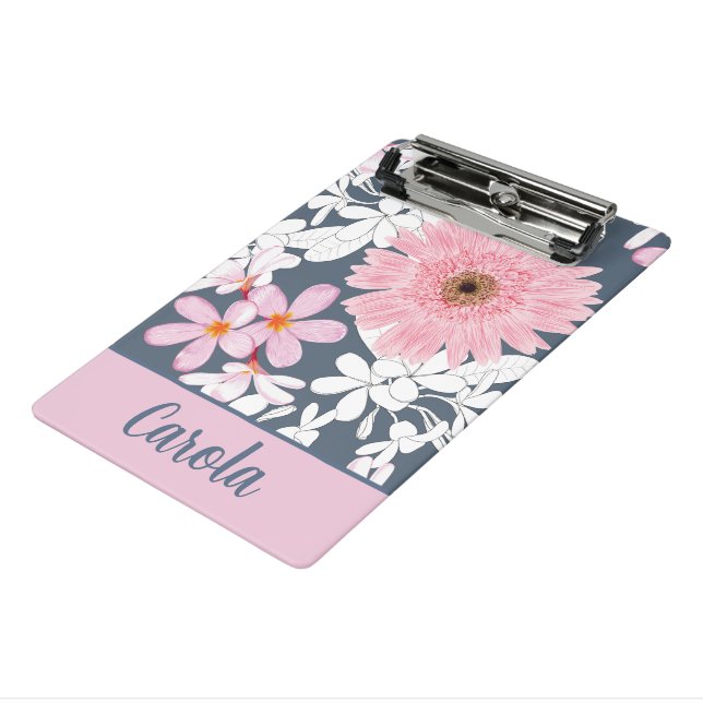 Personalized Blush Floral Planner Mini Clipboard (Angled3)