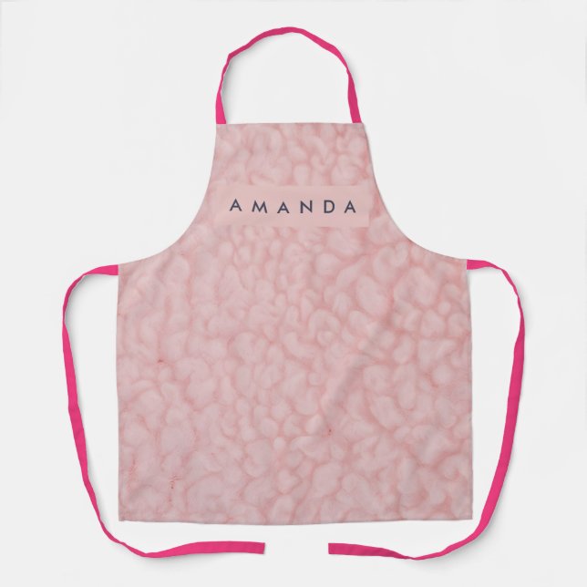 Personalized Blush Pastel Pink Faux Fur Apron (Front)