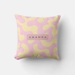 Personalized Blush Pink and Pastel Yellow Abstract Cushion