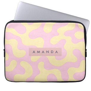 Personalized Blush Pink and Pastel Yellow Abstract Laptop Sleeve