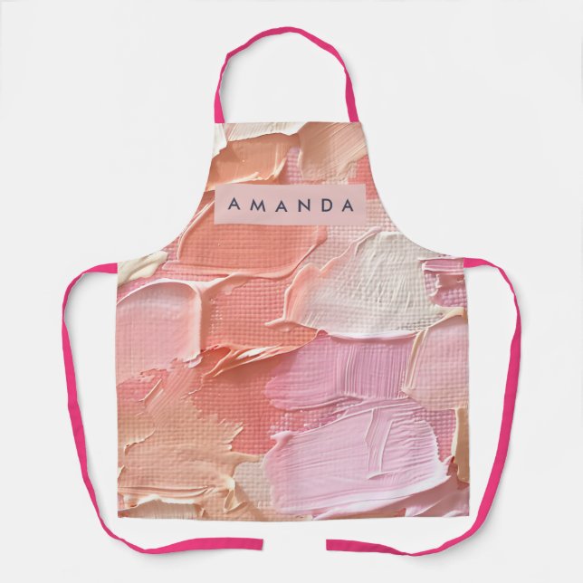 Personalized Blush Pink and Peach Paint Apron (Front)