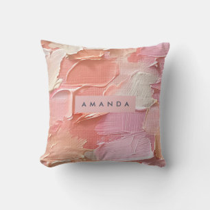 Personalized Blush Pink and Peach Paint Cushion