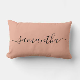 Personalized Blush Pink Calligraphy Name Lumbar Cushion