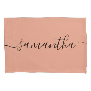 Personalized Blush Pink Calligraphy Name Pillowcase