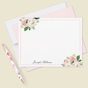 Personalized Blush Pink Feminine Watercolor Floral Card