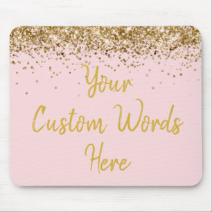 Personalized Blush Pink & Gold Boss Birthday Gift Mouse Pad