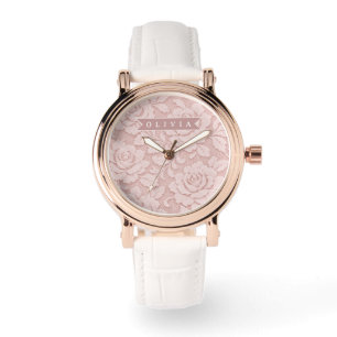 Personalized Blush Pink Lace Floral Romantic Watch
