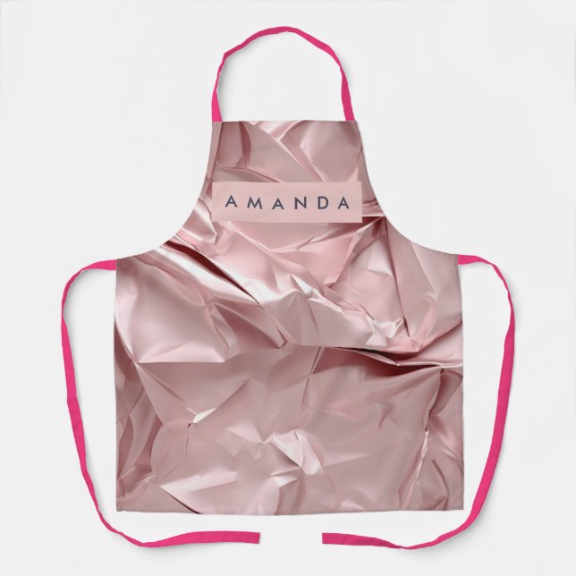 Personalized Blush Pink Metallic Abstract Apron (Front)