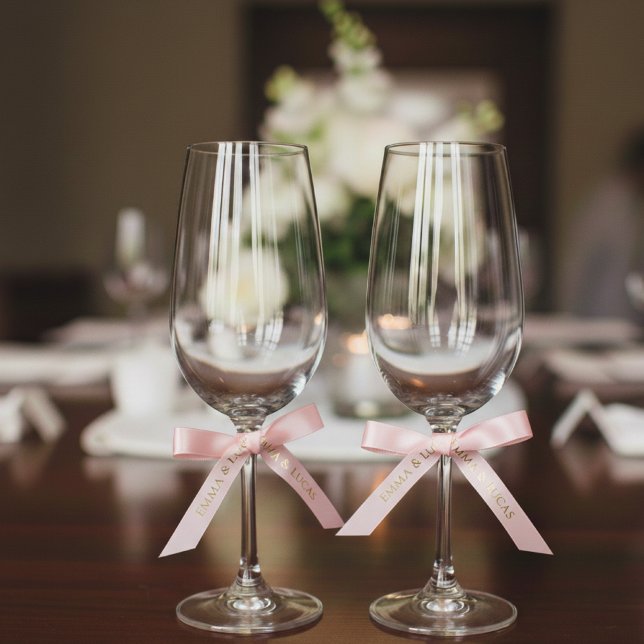 Personalized Blush Pink Ribbon with Gold Name Text Satin Ribbon (Creator Uploaded)