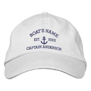 Personalized Boat & Captain Name Embroidered Hat