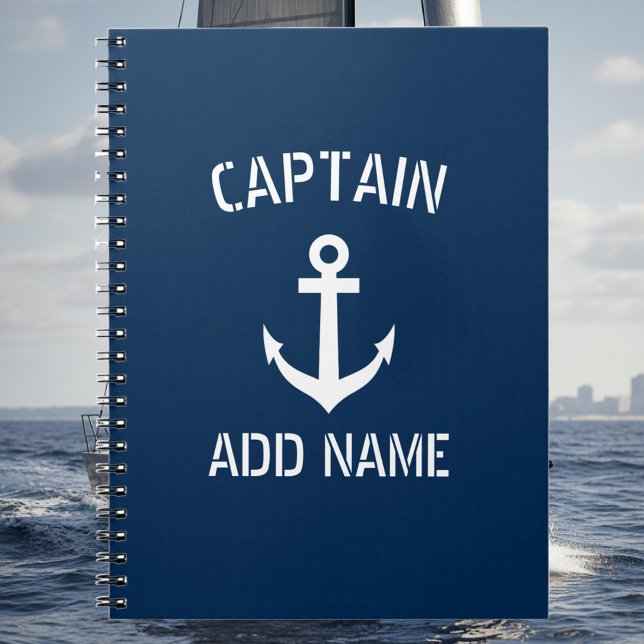 Personalized boat captain nautical anchor notebook (nautical notebook for boat captain)