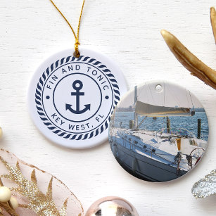 Personalized Boat Name & Photo   Nautical Ceramic Ornament