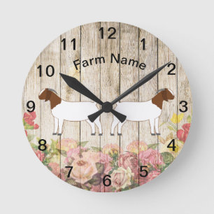 Personalized Boer Goat Farm Round Clock