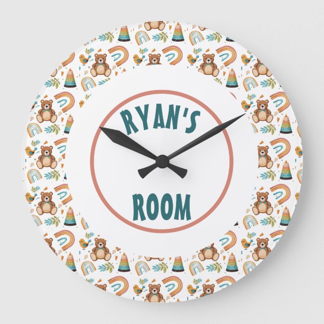 Personalized Boho Bear Clock (Front)