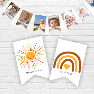 Personalized Boho First Birthday Monthly Photo Bunting
