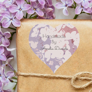 Personalized Boho Floral Handmade Heart Sticker