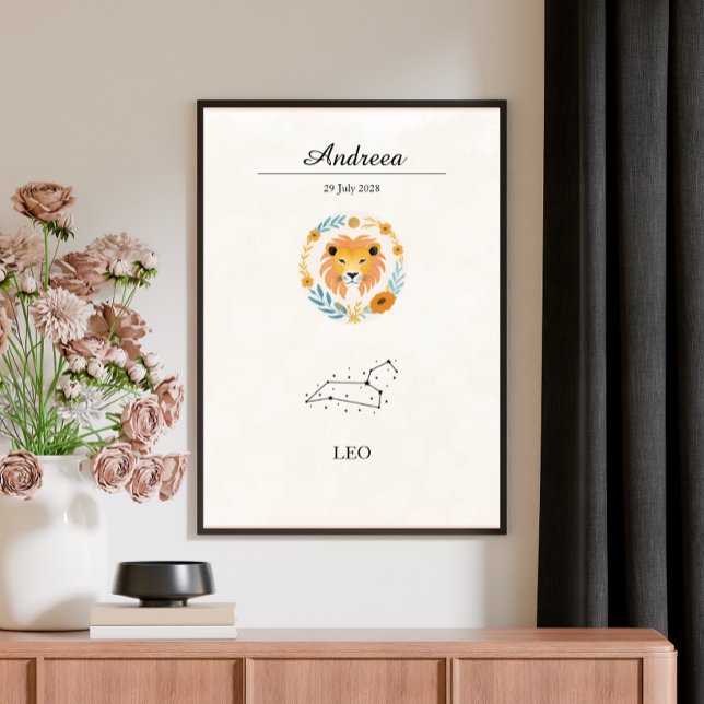 Personalized Boho Leo Zodiac Constellation Poster (Creator Uploaded)