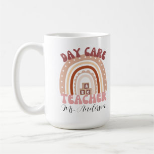 Personalized boho rainbow daycare teacher  coffee mug