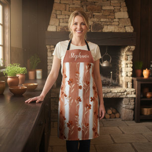 Personalized Boho Terracotta Wildflower Name Apron