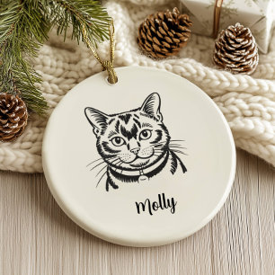 Personalized Bombay Cat Christmas Ceramic Ornament