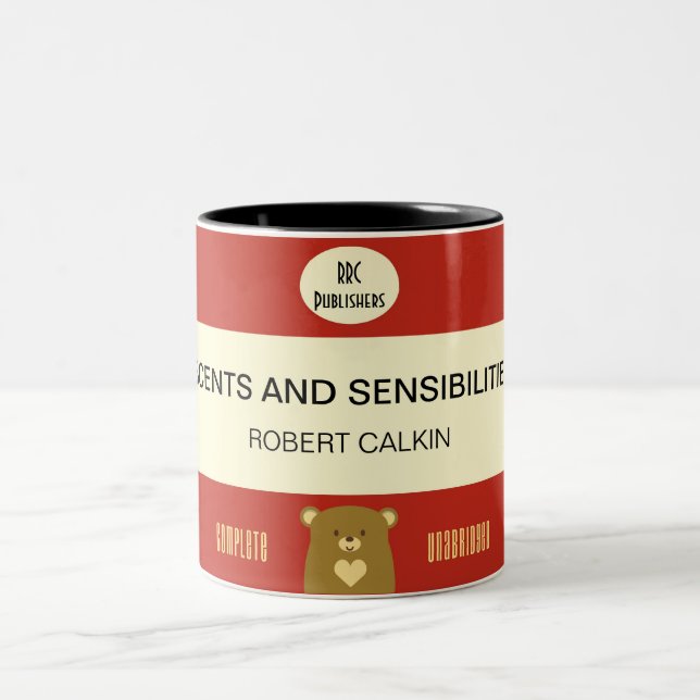 Personalized Boo Bear Book Cover - Cranberry Red Two-Tone Coffee Mug (Center)