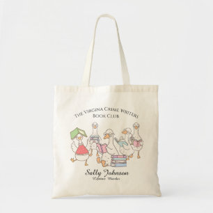 Personalized Book Club Tote Bag with Cute Geese