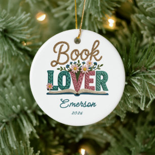 Personalized Book Lover Christmas Ornament