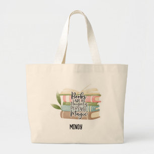 Personalized Book Lover Large Tote Bag