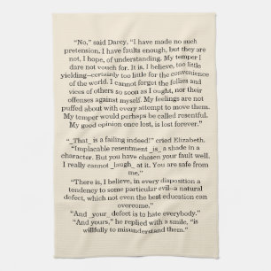 Personalized Book Quote Text Pride & Prejudice Tea Towel