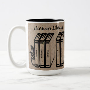 Personalized Book Titles Library Two-Tone Coffee Mug
