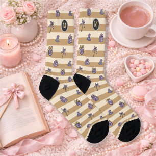 Personalized Bookish Girl Academy Wizard Gold Socks