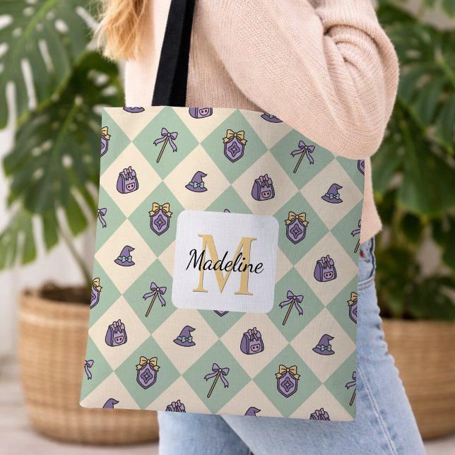 Personalized Bookish Girl Academy Wizard Green Tote Bag (Creator Uploaded)