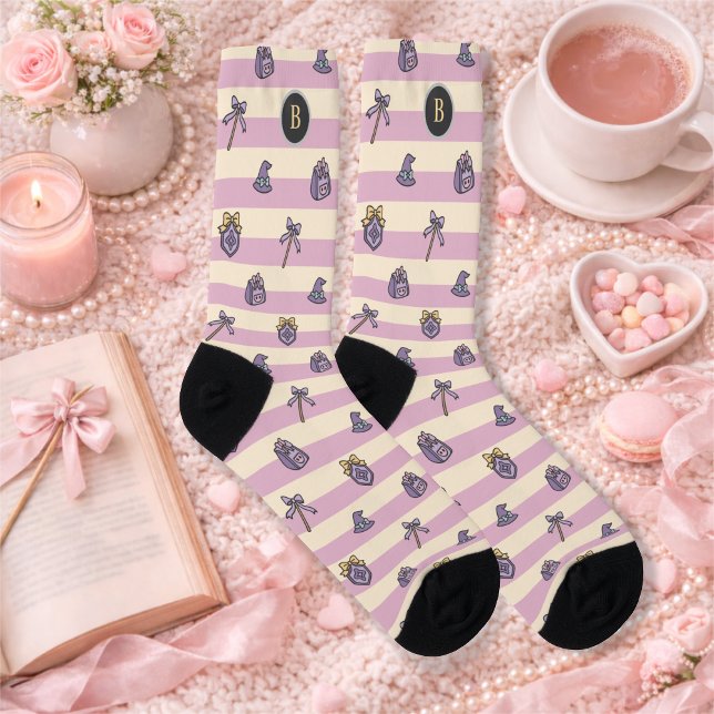 Personalized Bookish Girl Academy Wizard Pink Socks (Creator Uploaded)