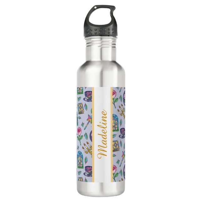 Personalized Bookish Girly Beauy's Name Lavender 710 Ml Water Bottle (Front)