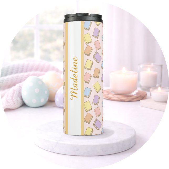 Personalized Bookish Girly Pink Book Cute Bow Name Thermal Tumbler (Creator Uploaded)