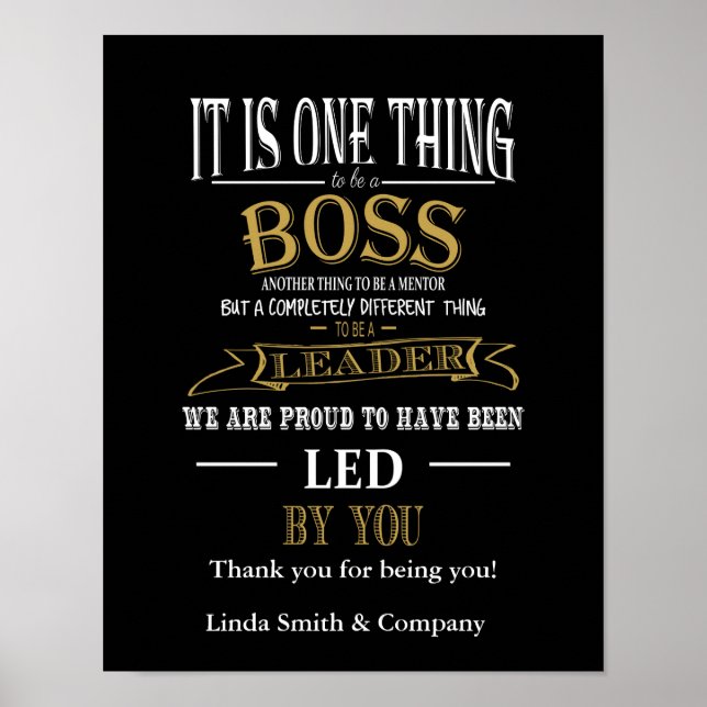 Personalized Boss Day Poster print (Front)